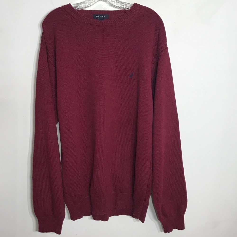 Nautica Men’s Maroon Crewneck Heavy Sweater Sz XL men’s